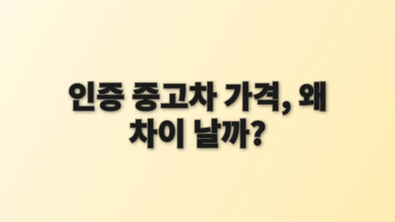 인증 중고차 가격, 왜 차이 날까?